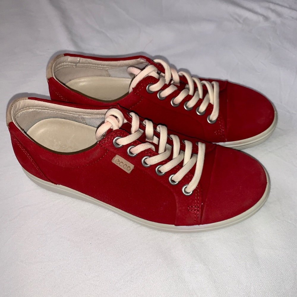 Ecco Red Lace Up Sneakers, Sz. 35 or US 4